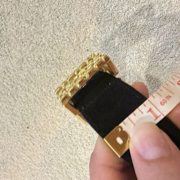Vtg Dame Belt & Bag Black Leather Gold Chunky M Womens Gaudy  80s 90s 27-31” main image 4